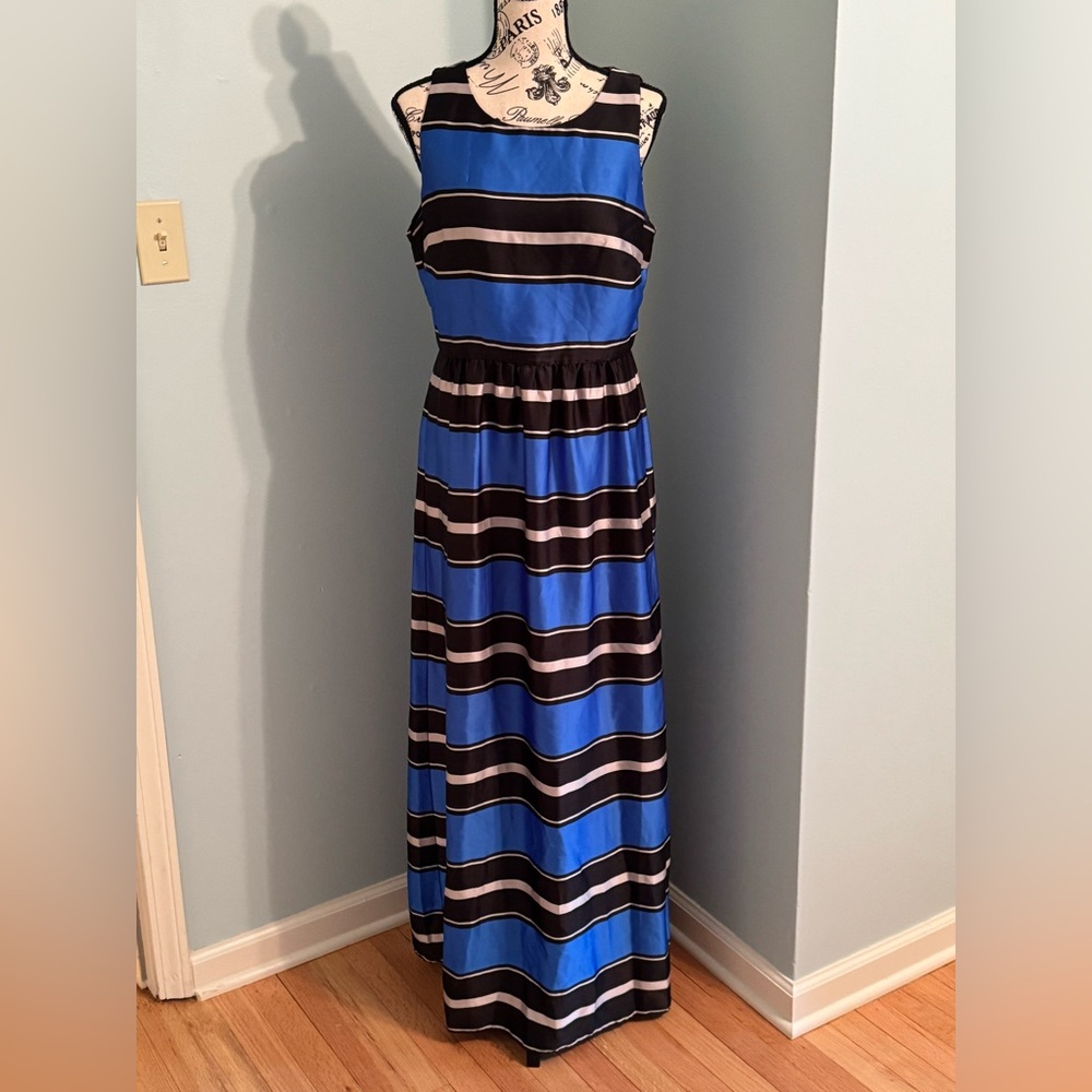 The Limited Blue and Black Striped Maxi Dress
